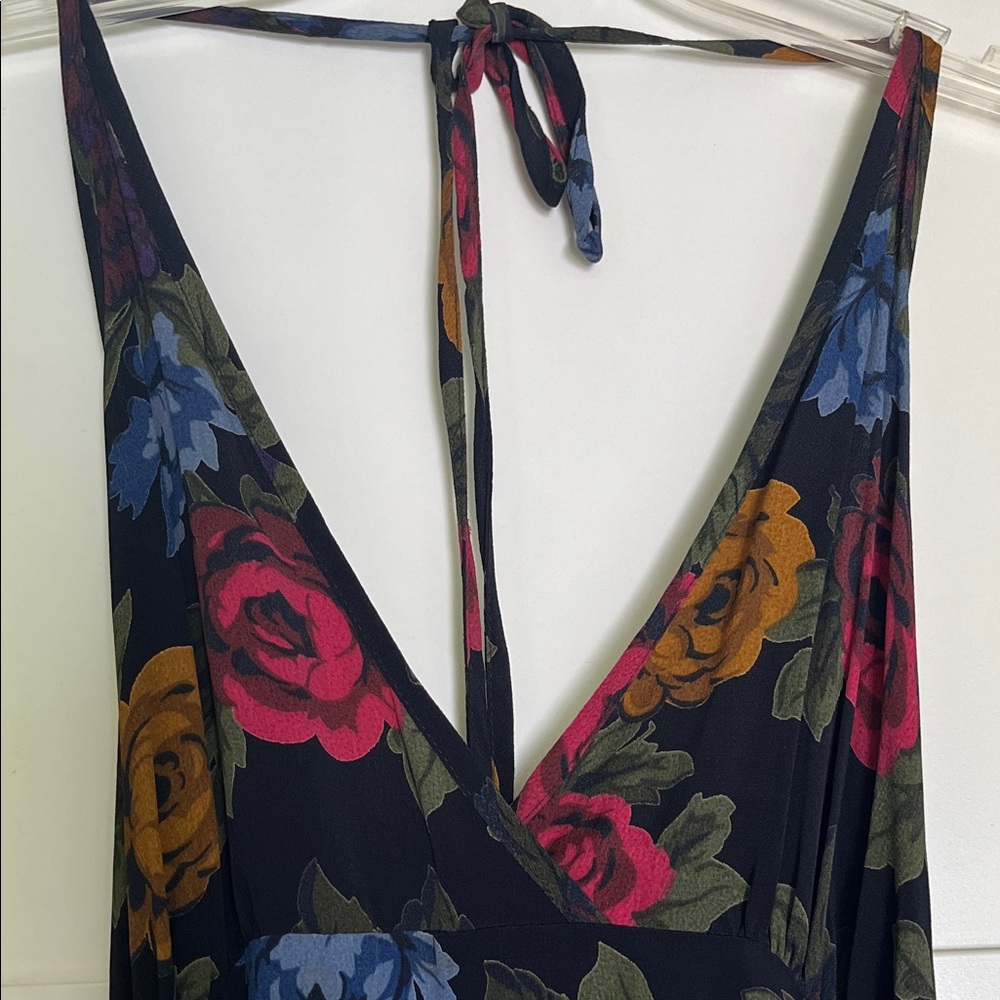 Vintage Betsey Johnson Black Floral Backless Dress
